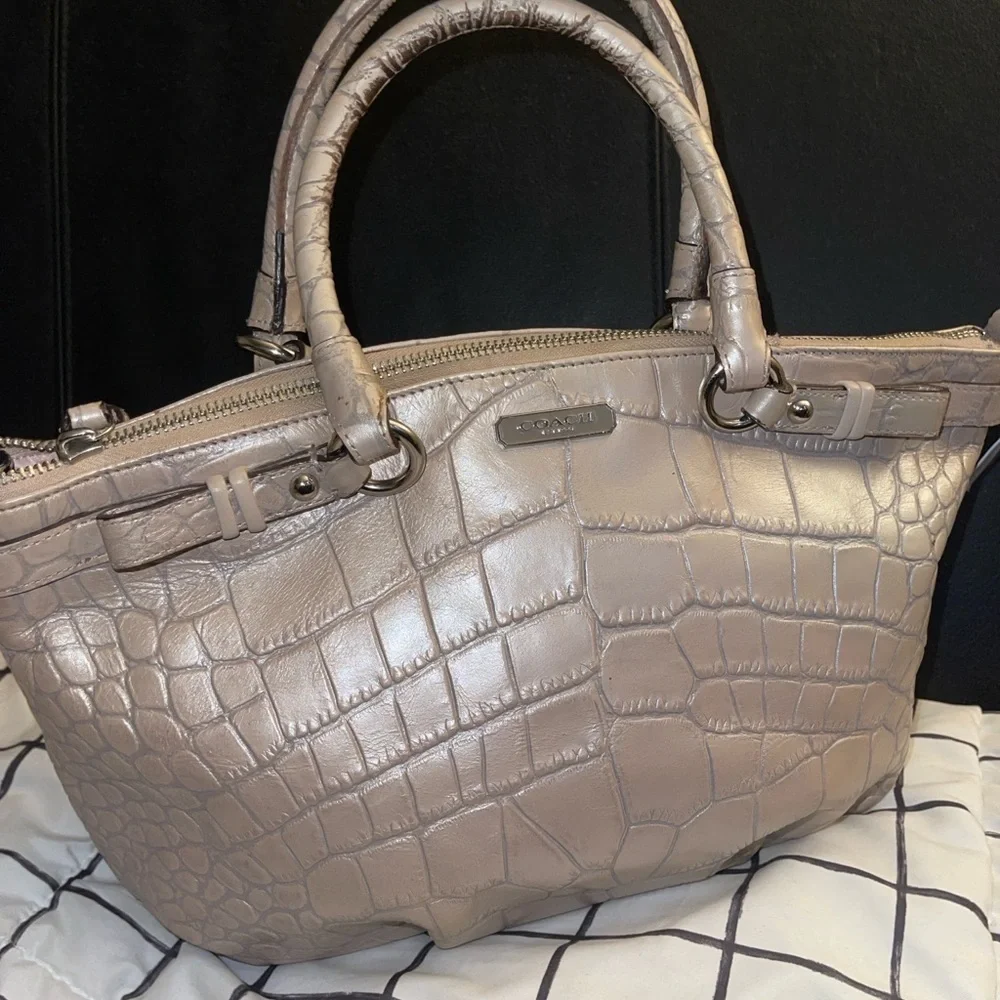 Coach Madison Crocodile-Embossed Exotic Sophia Beige Satchel 2013 Creed RARE